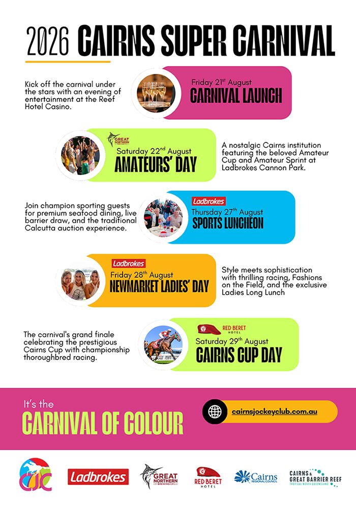 2026 Cairns Super Carnival Race Schedule and Events 2026 Cairns Super Carnival event schedule with race days and key dates