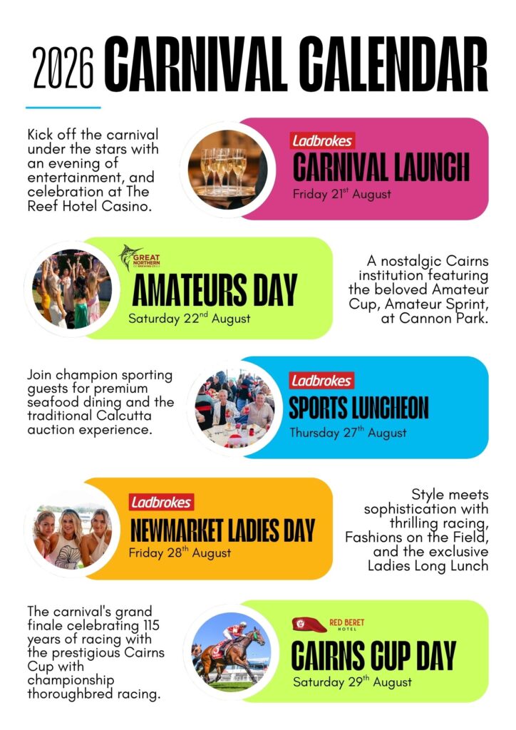 Ladbrokes Cairns Super Carnival Brochure 2026 Cairns Super Carnival event schedule with race days and key dates