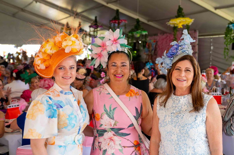 Ladies Long Lunch 2026 – Fashions on the Field Finalists Contestants on stage showcasing stylish race day fashion during the Ladies Long Lunch 2026 Fashions on the Field competition.